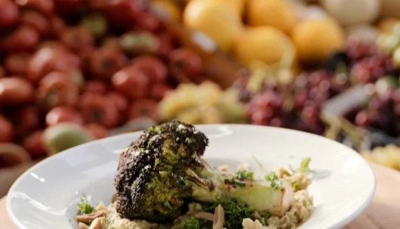 Broc Steak With Olive Butter Bean